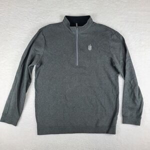 Straight Down Sweater Mens XL Dark Gray Quarter‎ Zip Sweatshirt 100% Cotton